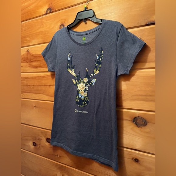 John Deere Floral Antlers Tee T Shirt Gray Large. NWOT - Picture 2 of 9